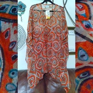 1X 2X Beautiful Flowy Sheer Pullover Top w Drawstring at Waist 👚🩱🦩👙